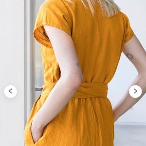 Not Perfect Linen saffron jumpsuit